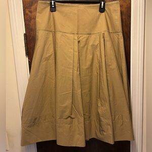 Lafayette 148 New York Tan Midi Pleated A-Line Skirt